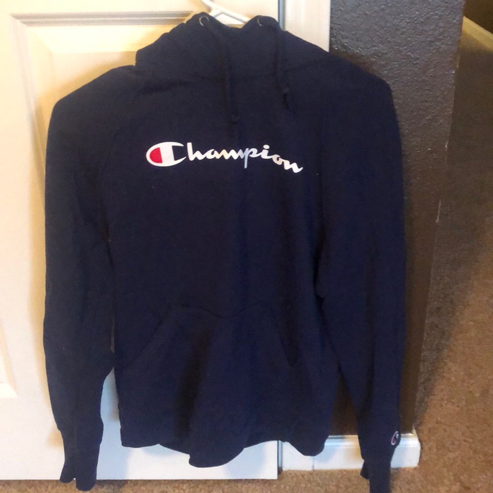 Blue champion hooded sweatshirt